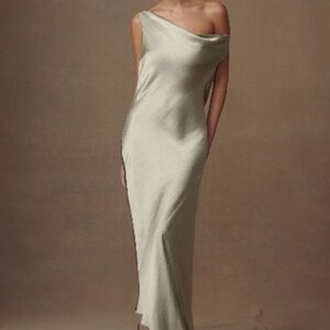 Meshki Cream One-Shoulder Sheath Gown